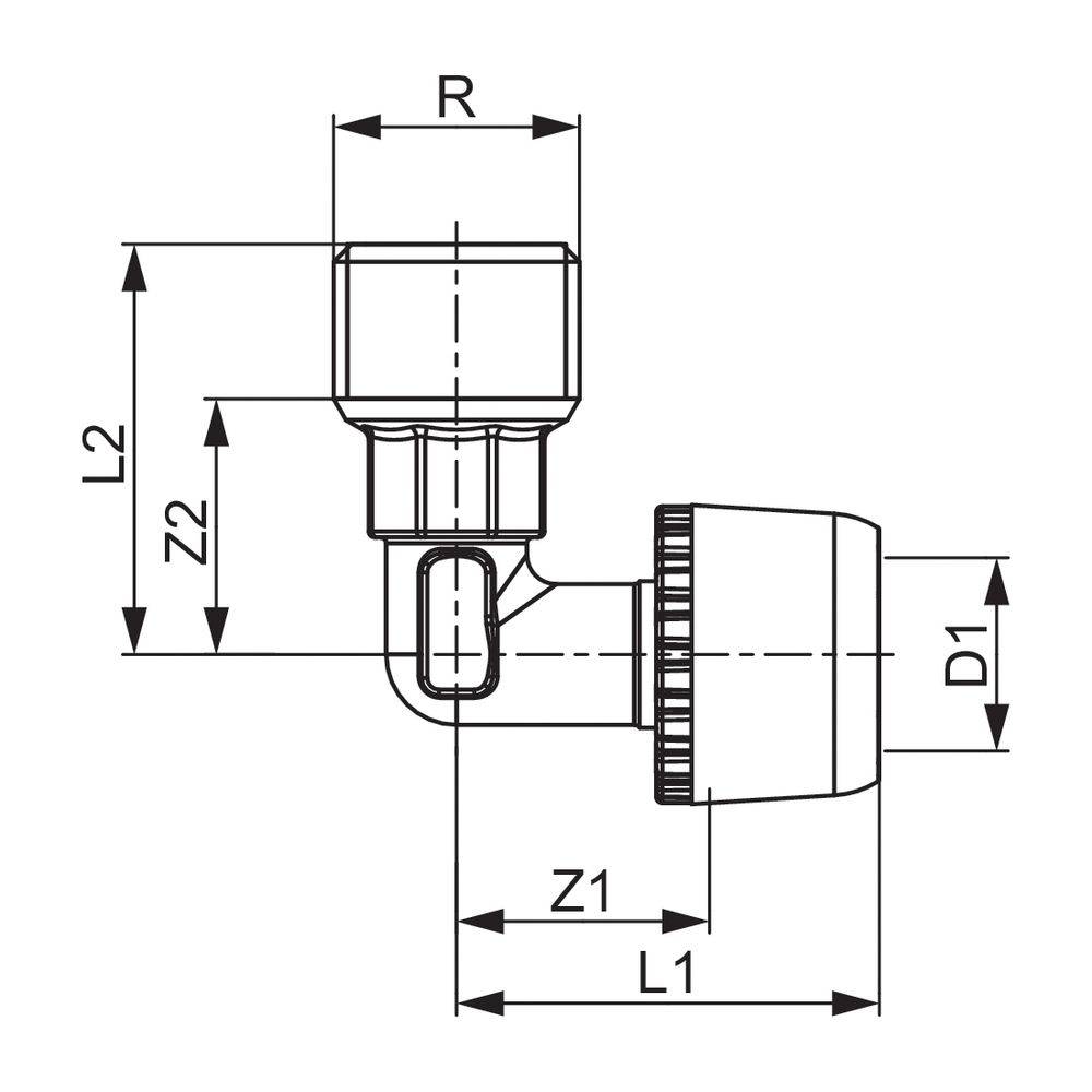 Tece logo-Ax Winkelübergangsnippel Dimension 32mm x R 1", Siliziumbronze