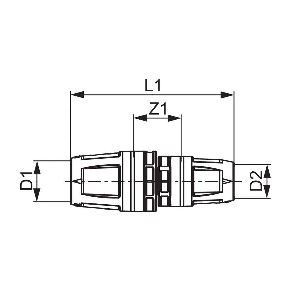 Tece logo-Push Kupplung reduziert Dimension 40x32mm, PPSU