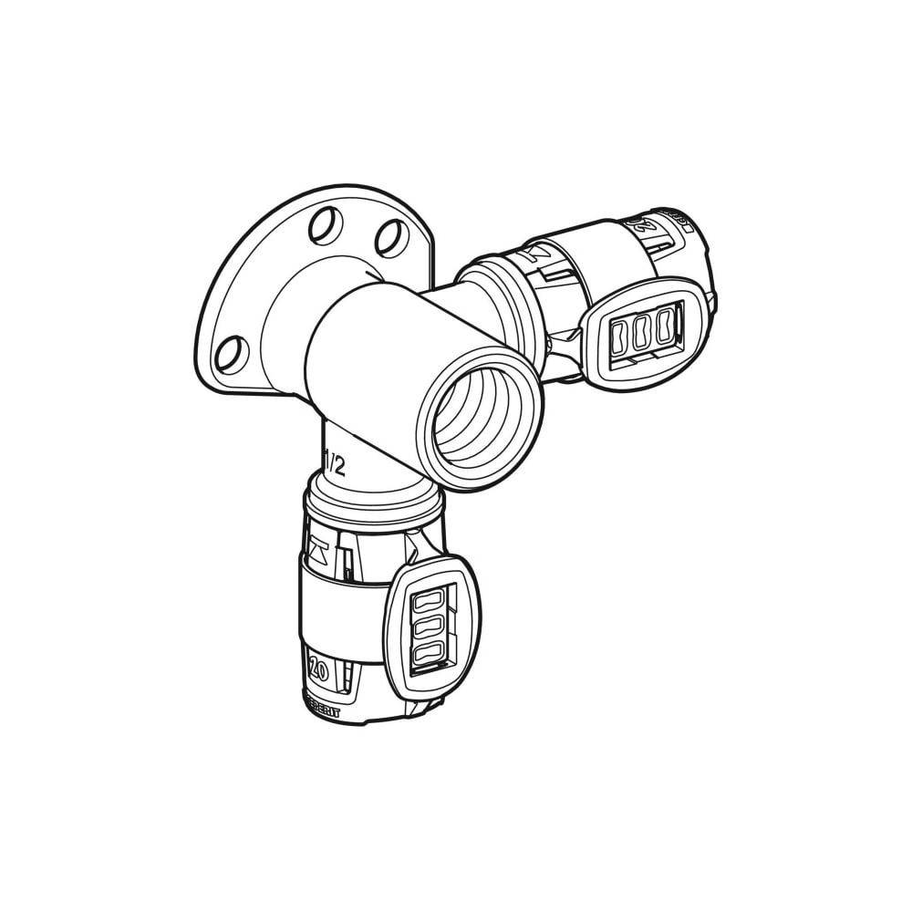 Geberit FlowFit Eckanschlusswinkel 90 Grad, D 20mm, Rp 1/2", Länge 3,6cm, Rotguss bleifrei