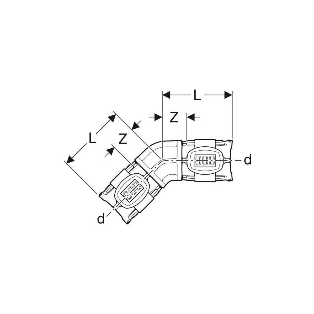 Geberit GE FlowFit, Bogen, PPSU, 45 Grad, d63mm, 1 Stk.