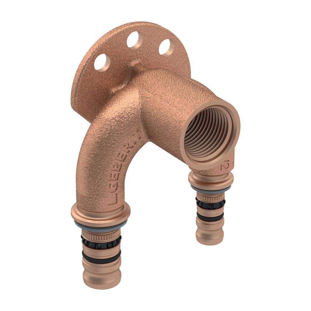 Geberit Mepla Doppelanschlusswinkel 90 Grad, D 20mm, Rp 1/2", D1 L1 6,7cm, Rotguss bleifrei