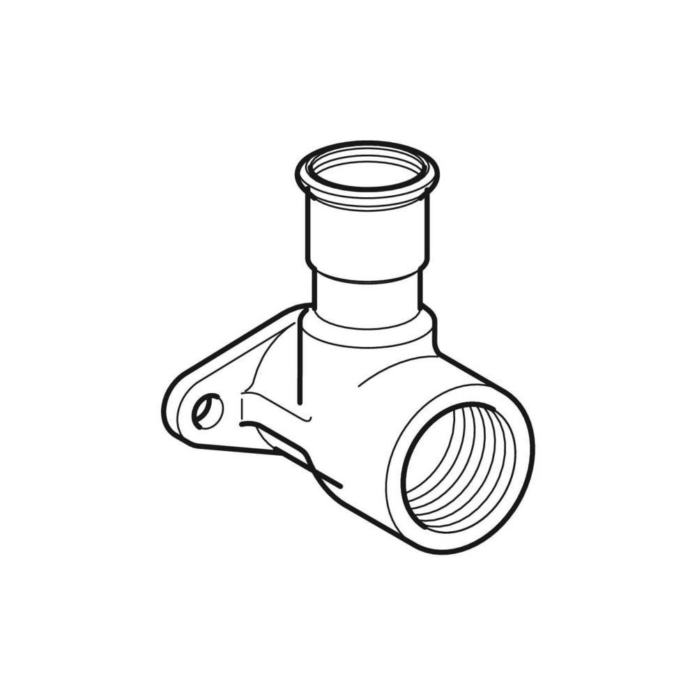 Geberit Mapress Edelstahl Anschlusswinkel 90 Grad abgesetzt, Lochkreis 50mm, Gas D 22mm, Rp 3/4", Länge 6,5cm