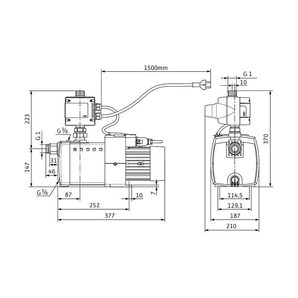 Wilo HiMulti Hochdruck-Kreiselpumpe 3 C 1-24 P, G 1", 230V, 400W, PN 8
