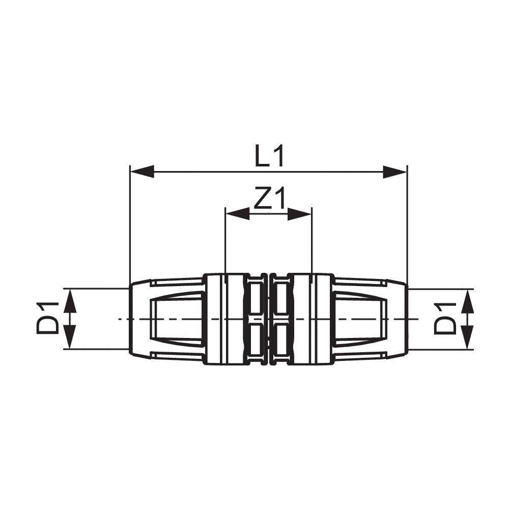 Tece logo-Push Kupplung Dimension 40x40mm, PPSU