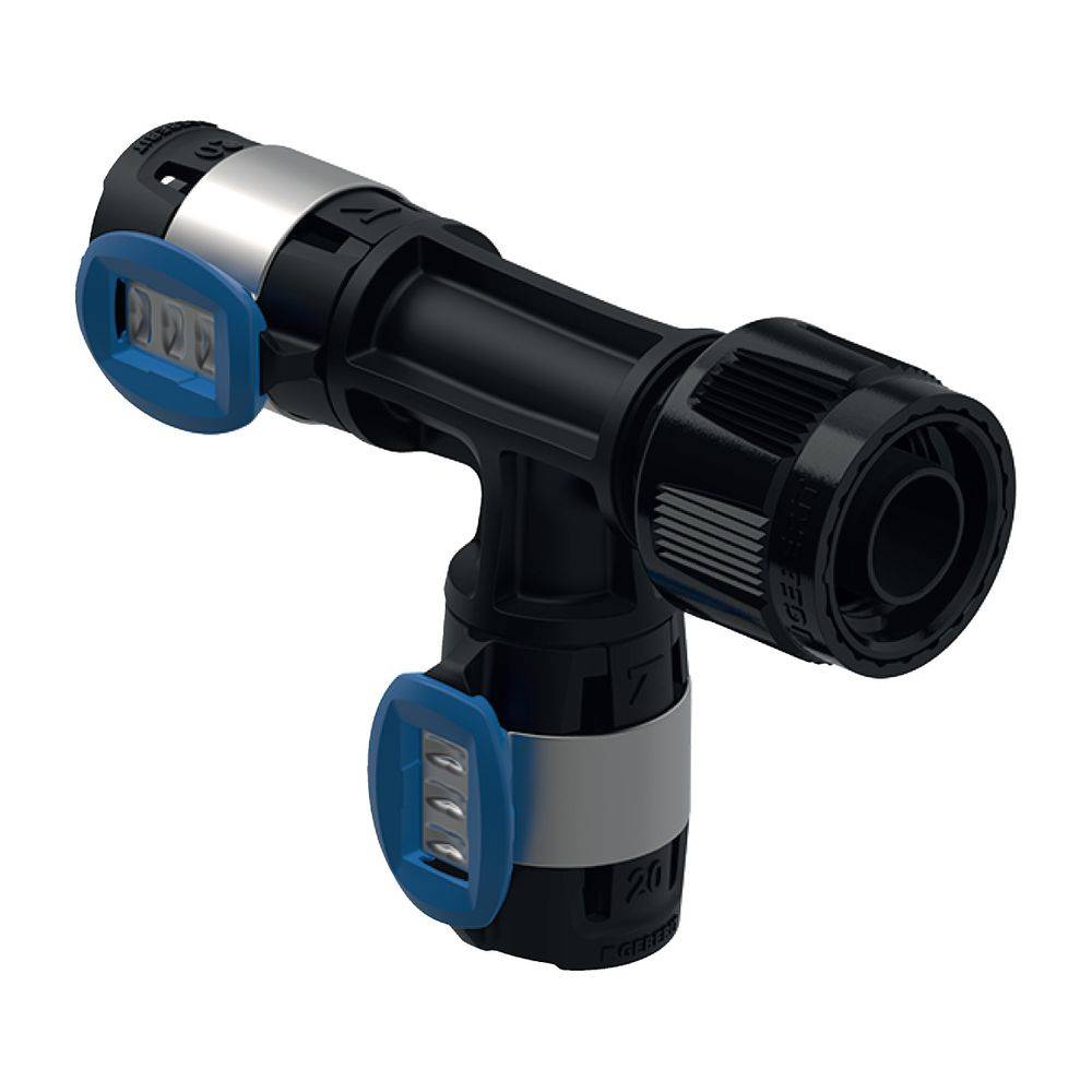 Geberit FlowFit Übergangs-T-Stück mit MasterFix, Abzweig PPSU, D 16mm, D1 RpMF1 1/2"