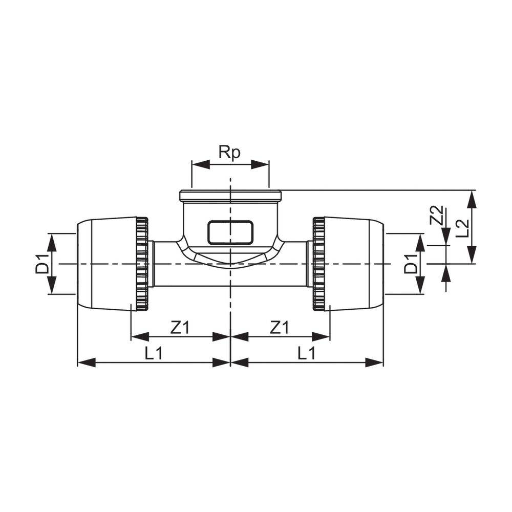 Tece logo-Ax T-Stück Dimension 32mm x Rp 1" Siliziumbronze