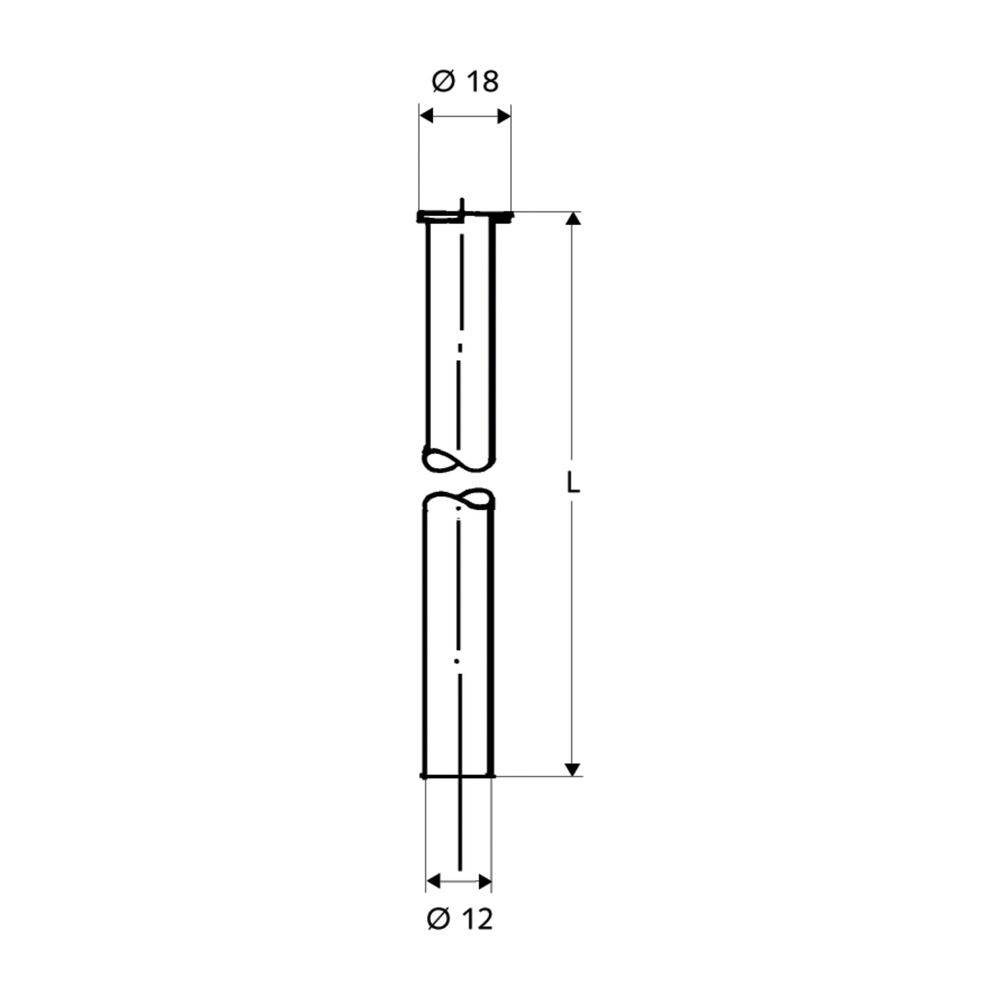 Schell Kupferrohr 1/2" Bördel, d. 12mm, Länge 1000mm, Chrom