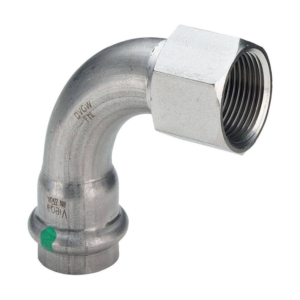 Viega Sanpress Inox-Übergangsbogen 90° mit SC-Contur Stahl nichtrostend, Modell 2314.5 d: 15 Rp: ½, 1 Stk.