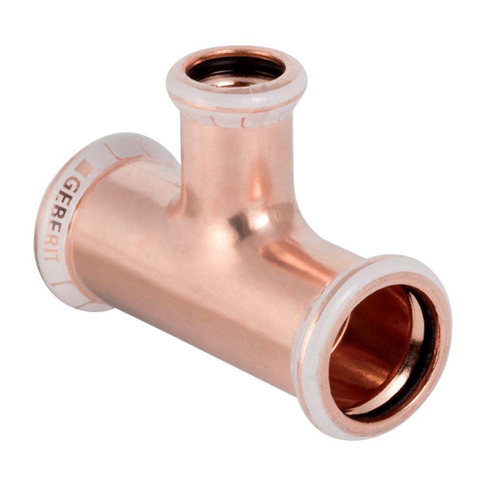 Geberit T-Stück reduziert Mapress Kupfer, 42x28x42mm, Pressmuffen, 90°, CIIR-Dichtung, 1 Stk.