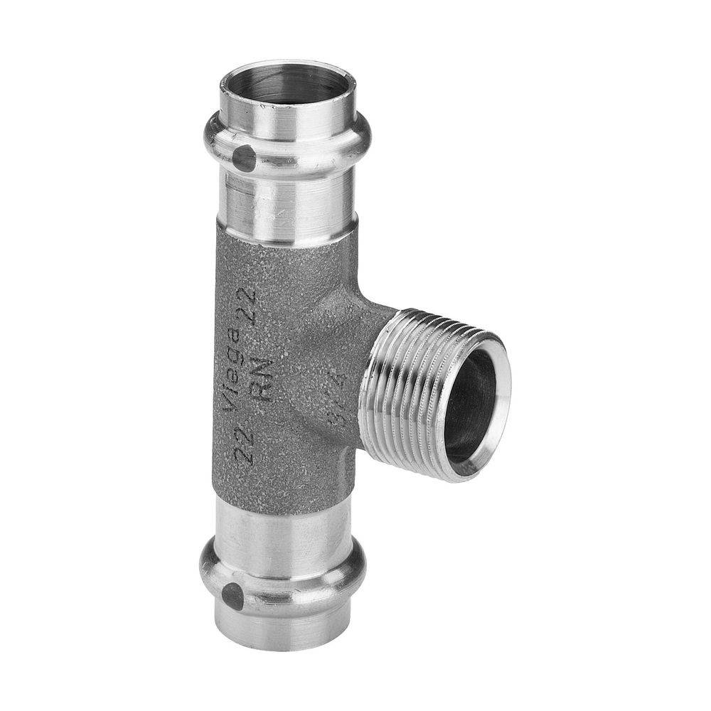 Viega T-Stück Sanpress 2217.1 28xR 3/4x28mm, RG o Siliziumbr., SC-Con.