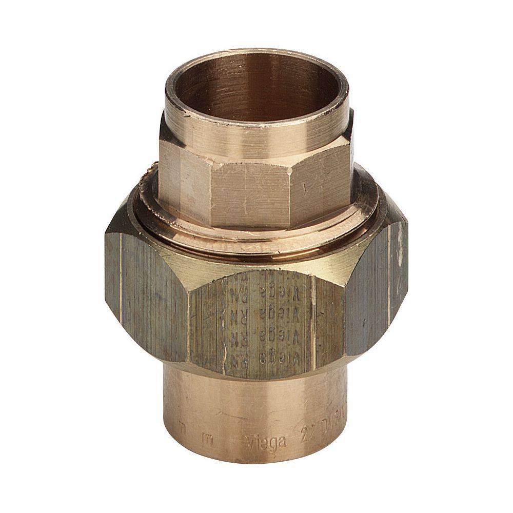 Viega Verschraubung 94330 für Gasleitung, flachdichtend d. 22mm, Rotguss