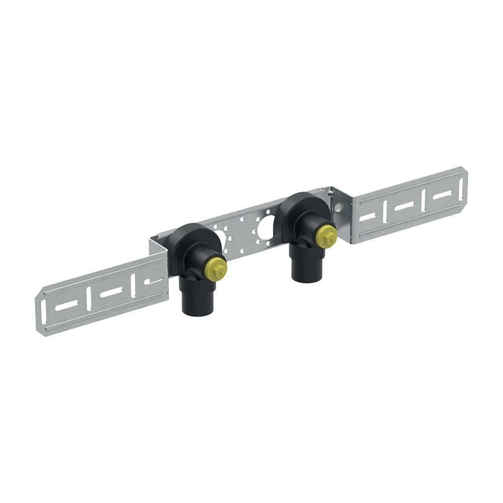 GE FlowFit Anschlusswinkelset, vormontiert, doppelt gedichtet, Abgang d20mm x Rp1/2, Achsabstand 15,3 cm, Rotguss