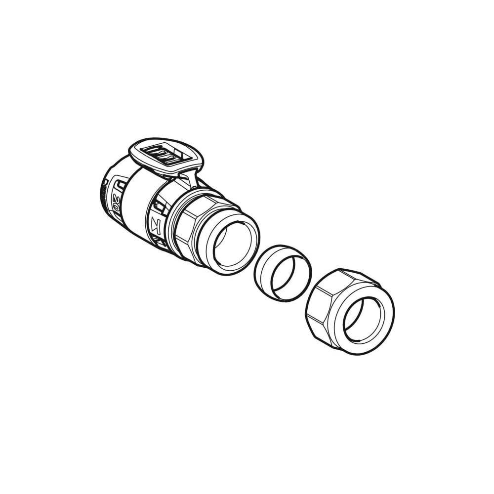 Geberit FlowFit Übergang mit Klemmringverschraubung bleifreie Siliziumbronze, D 16mm, D1 12mm