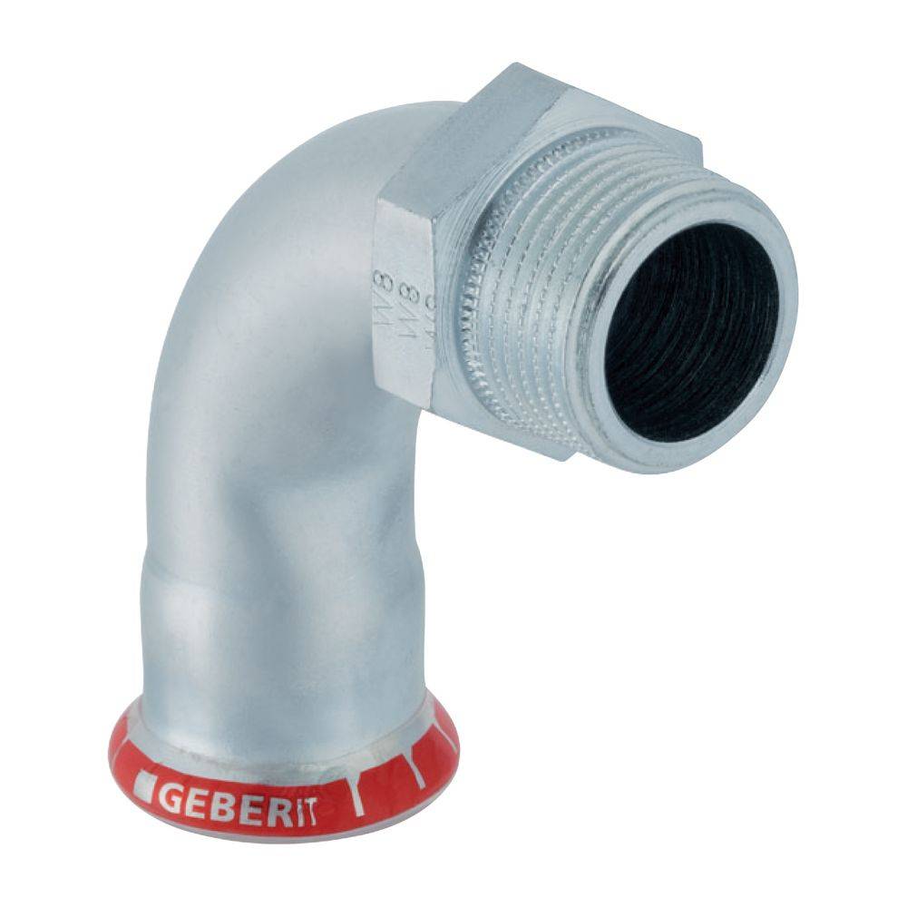Geberit Mapress C-Stahl Übergangsbogen 90 Grad mit Außengewinde D 15mm, R 1/2"