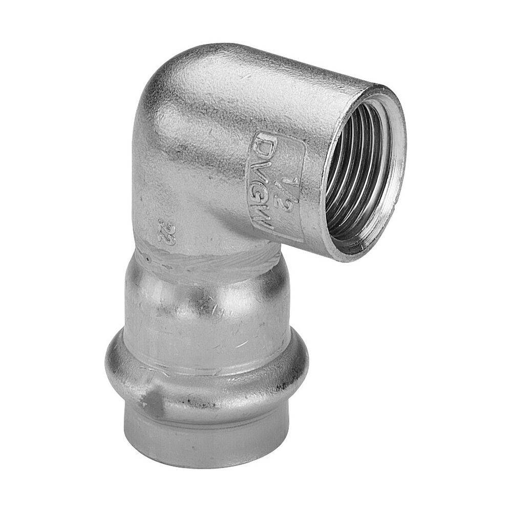 Viega Sanpress Inox-Übergangswinkel 90° mit SC-Contur Stahl nichtrostend, Modell 2314.2 VdS-Zulassung d: 22 Rp: ½, 1