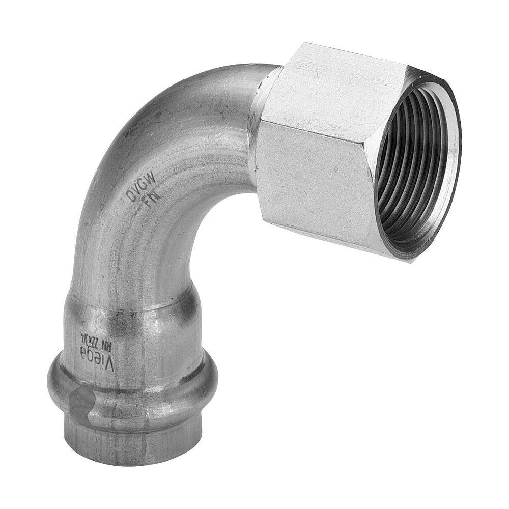 Viega Sanpress Inox-Übergangsbogen 90° mit SC-Contur Stahl nichtrostend, Modell 2314.5 d: 15 Rp: ½, 1 Stk.