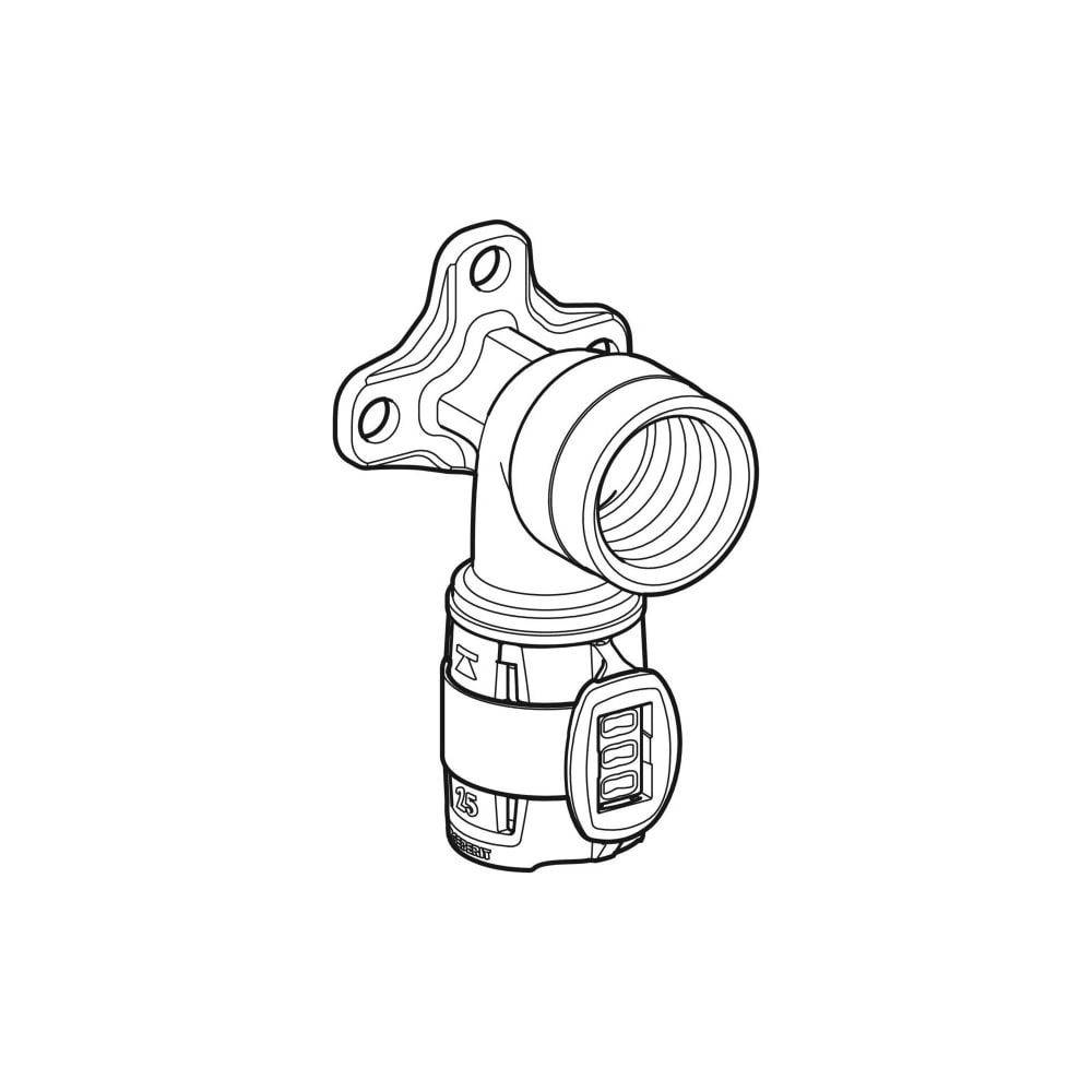 Geberit FlowFit Anschlusswinkel 90 Grad, D 20mm, Rp 1/2", Länge 7,8cm, Rotguss bleifrei