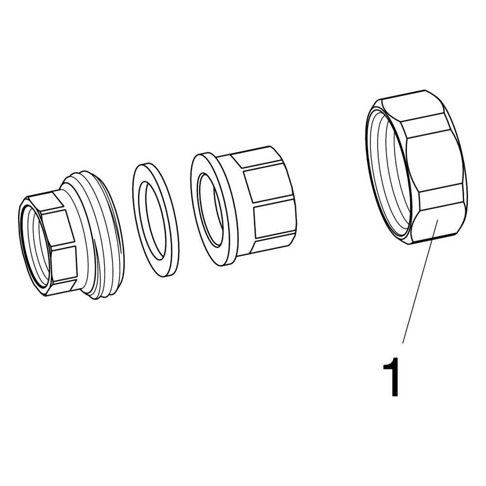 Viega Rohrverschraubung 3330 flachdichtend in Rp1 1/2 x Rp1 1/2 Rg, 1 Stk.