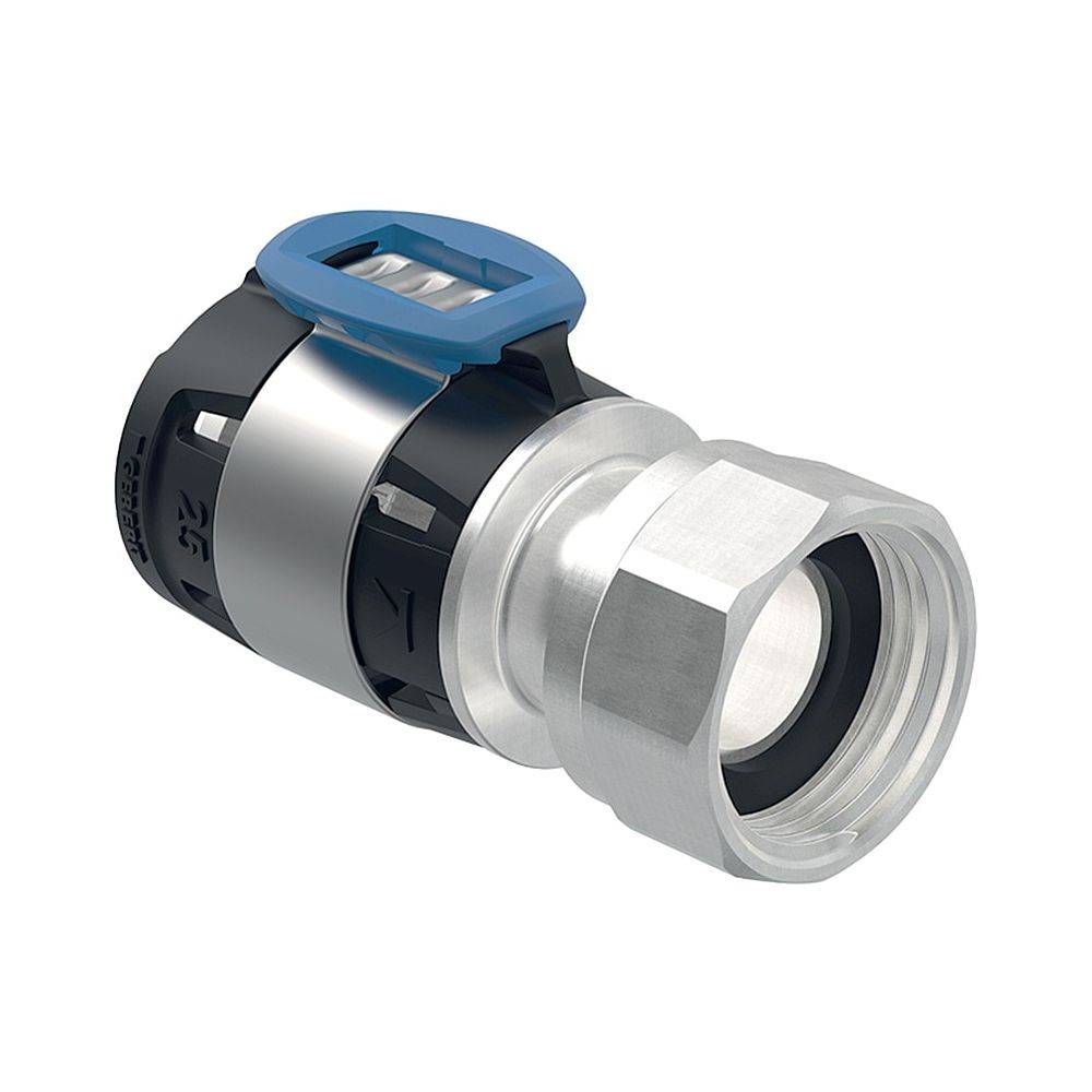 Geberit FlowFit Anschluss gerade, mit Überwurfmutter bleifreie Siliziumbronze, D 16mm, G 1/2", vernickelt