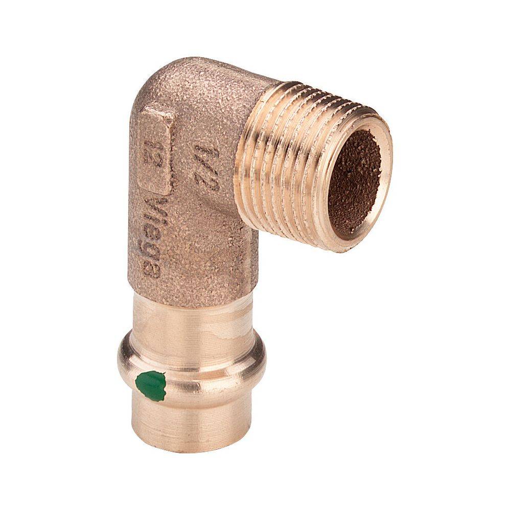 Viega Sanpress Übergangswinkel 90 Grad mit SC-Contur 2214.1, d. 15mm x R 1/2", Siliziumbronze