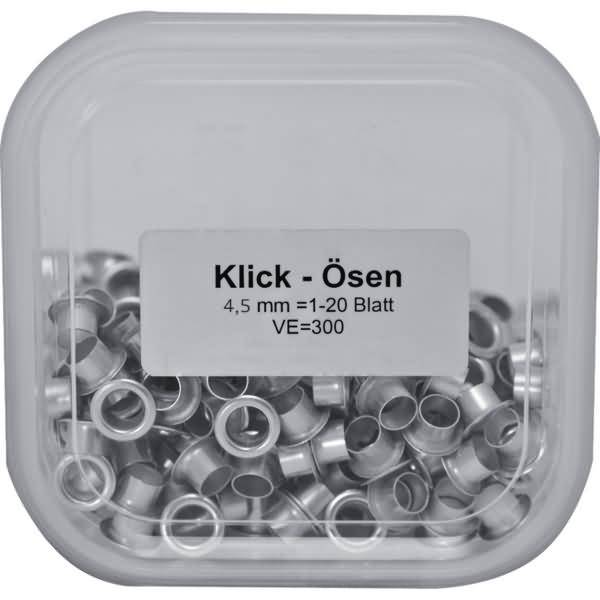 Klick-Öse Nr. 1, silberfarben, 4,5 mm für Stanz- und Bindemaschine Duo 35
