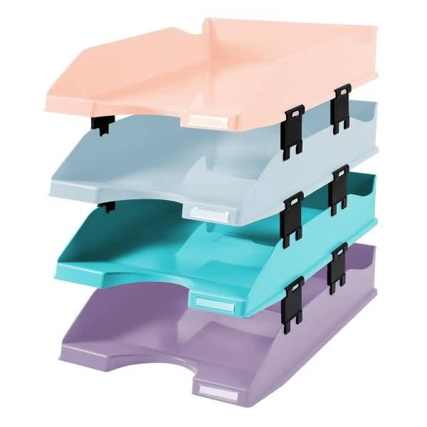 Exacompta Set mit 4 Briefablagen COMBO MIDI, Aquarel - sortiert - 113296SETD