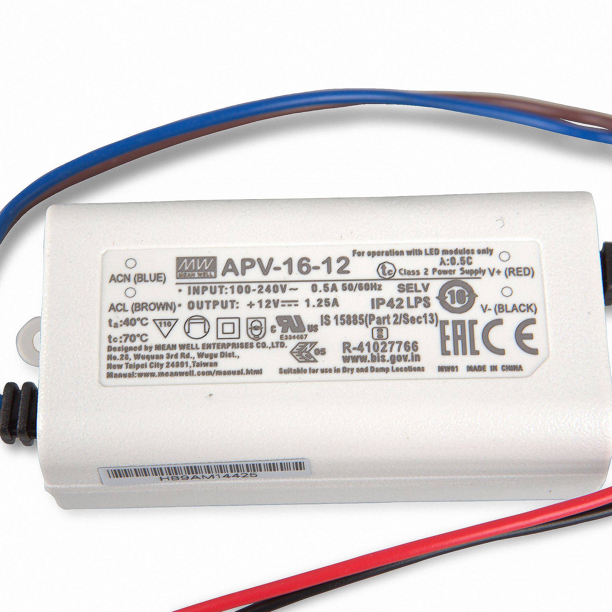 Mean Well APV-16-12 SNT 12V/DC/0-1,25A/ 15W IP42