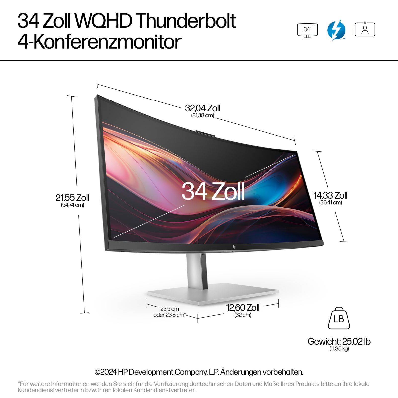 HP - Series 7 Pro 34 inch WQHD Conferencing Monitor - 734pm - Flachbildschirm (TFT/LCD) - 86,4 cm
