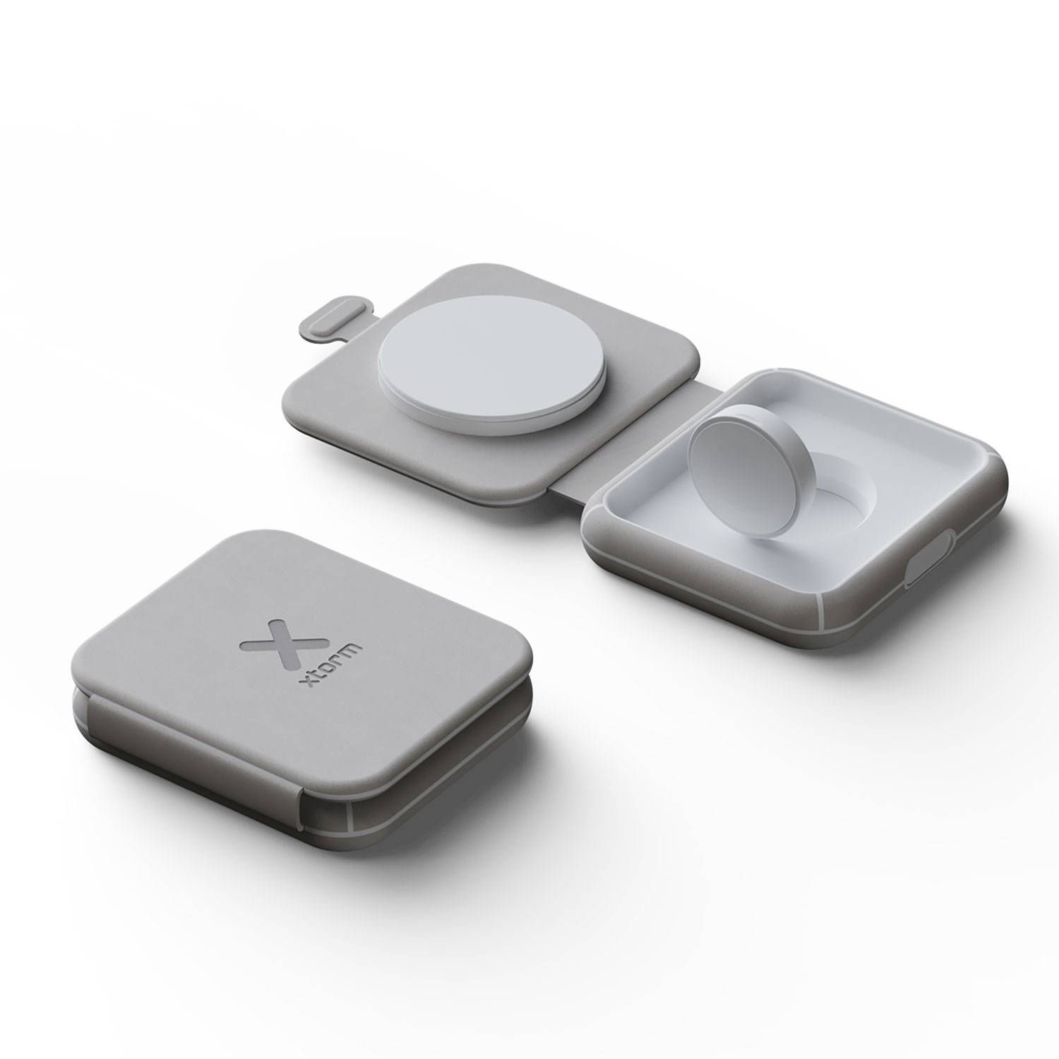 Xtorm Foldable Wireless Travel Charger 2in1 - 15W - Handy/Smartphone - Smartwatch - USB Typ-C - Grau - Ch