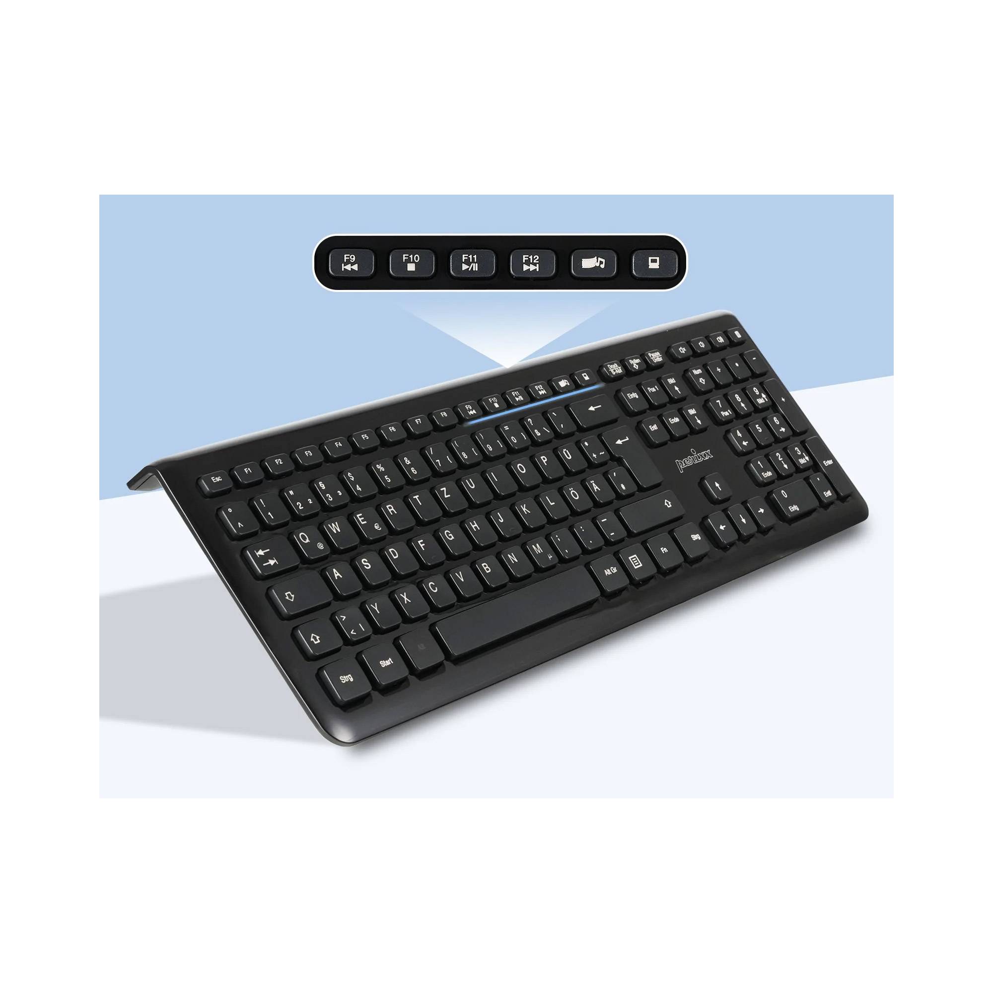 Perixx PERIDUO-703 B DE, Tastatur und Maus Set, schnurlos, schwarz Eingabe / Ausgabe Mäuse &