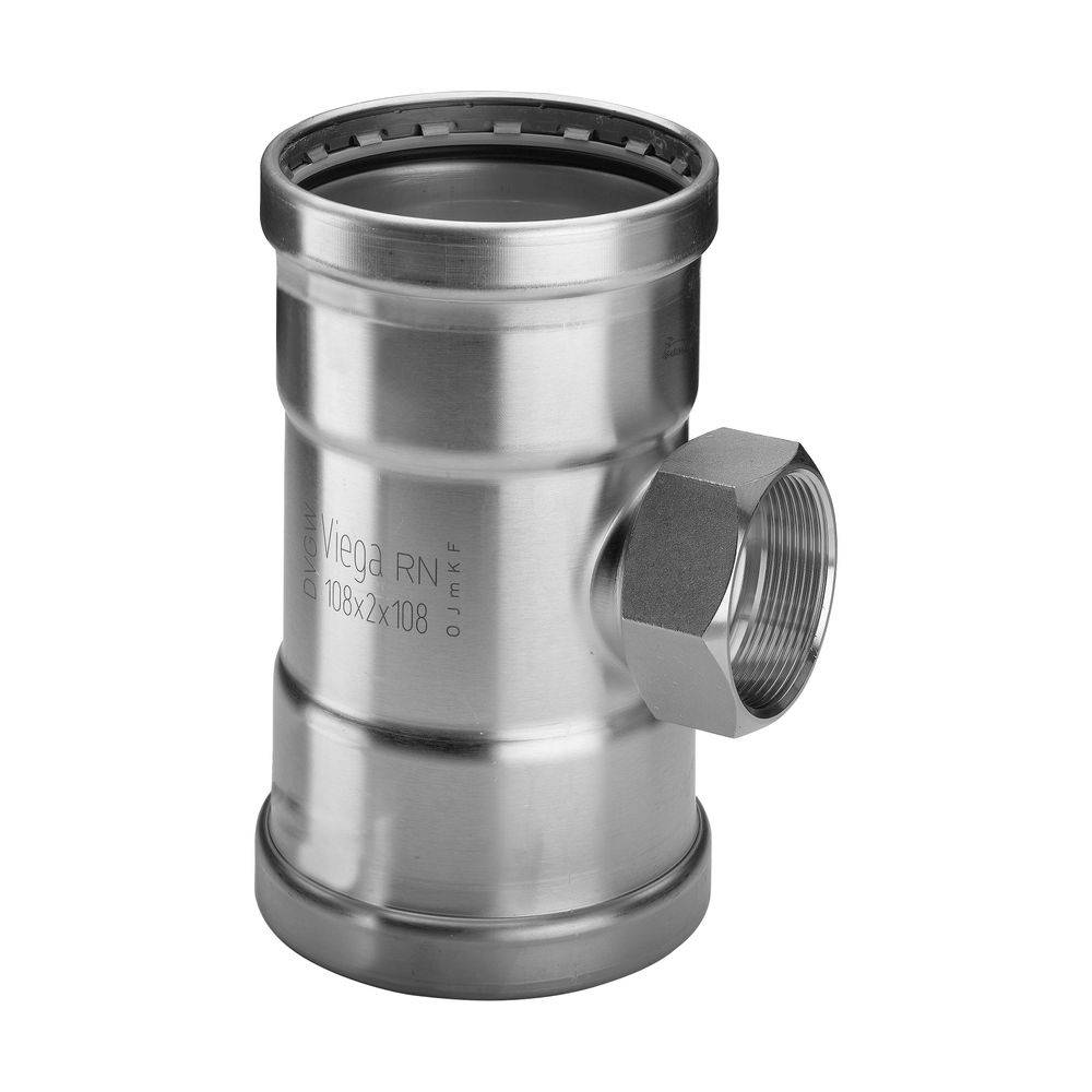 Viega Sanpress Inox XL-T-Stück mit SC-Contur Stahl nichtrostend, Modell 2317.2XL VdS-Zulassung d1: 88,9 Rp: ¾ d2: 88,9,