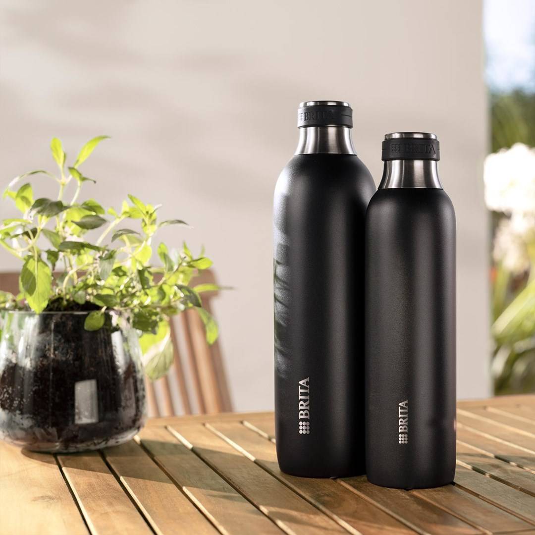 BRITA Edelstahlflasche schwarz (0,65l) für sodaTRIO