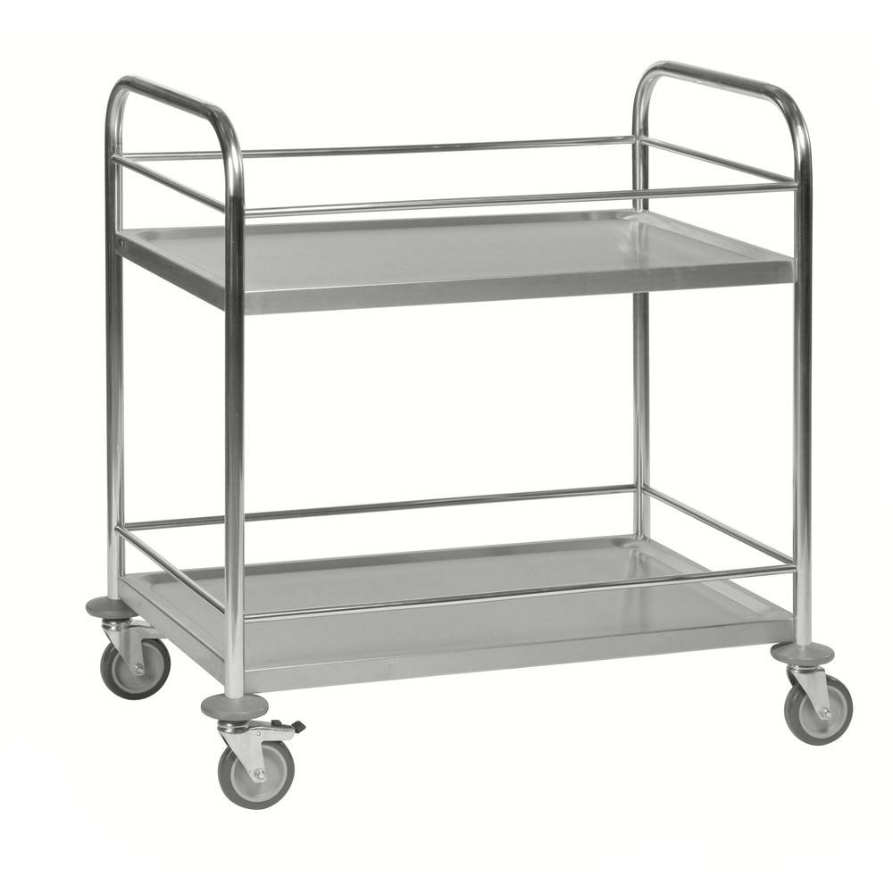 Kongamek Edelstahl-Etagenwagen 100 kg, 2 Etagen, 910 x 590 x 940 mm L/B/H Tischwagen Rollwagen