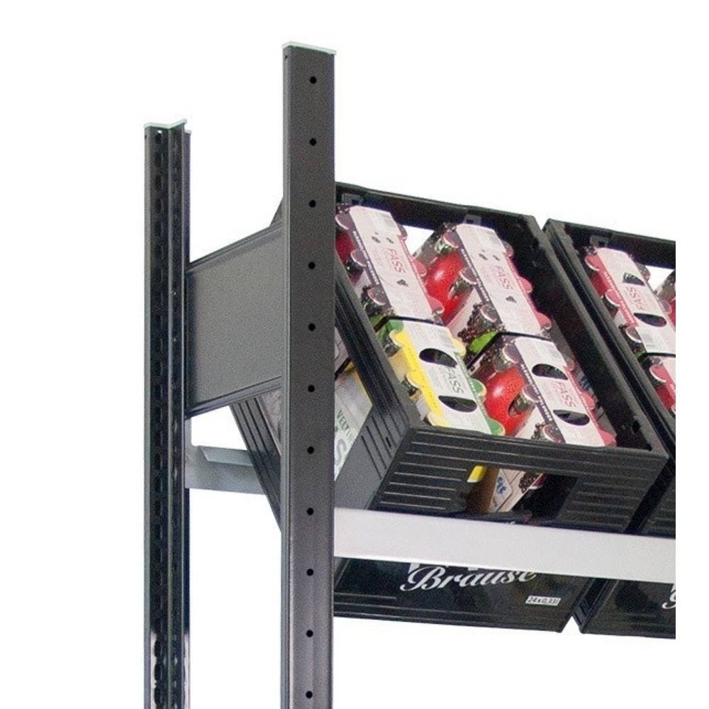 Getränkekistengrundregal,3 Ebenen - 1800x750x300 mm, Schwarz/Silber