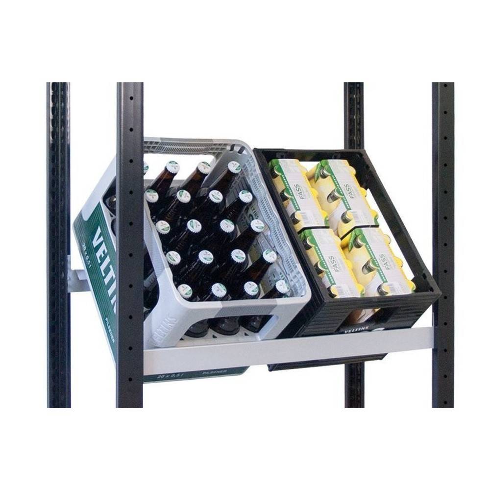 Getränkekistengrundregal,3 Ebenen - 1800x750x300 mm, Schwarz/Silber