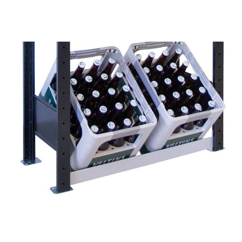 Getränkekistengrundregal,3 Ebenen - 1800x750x300 mm, Schwarz/Silber