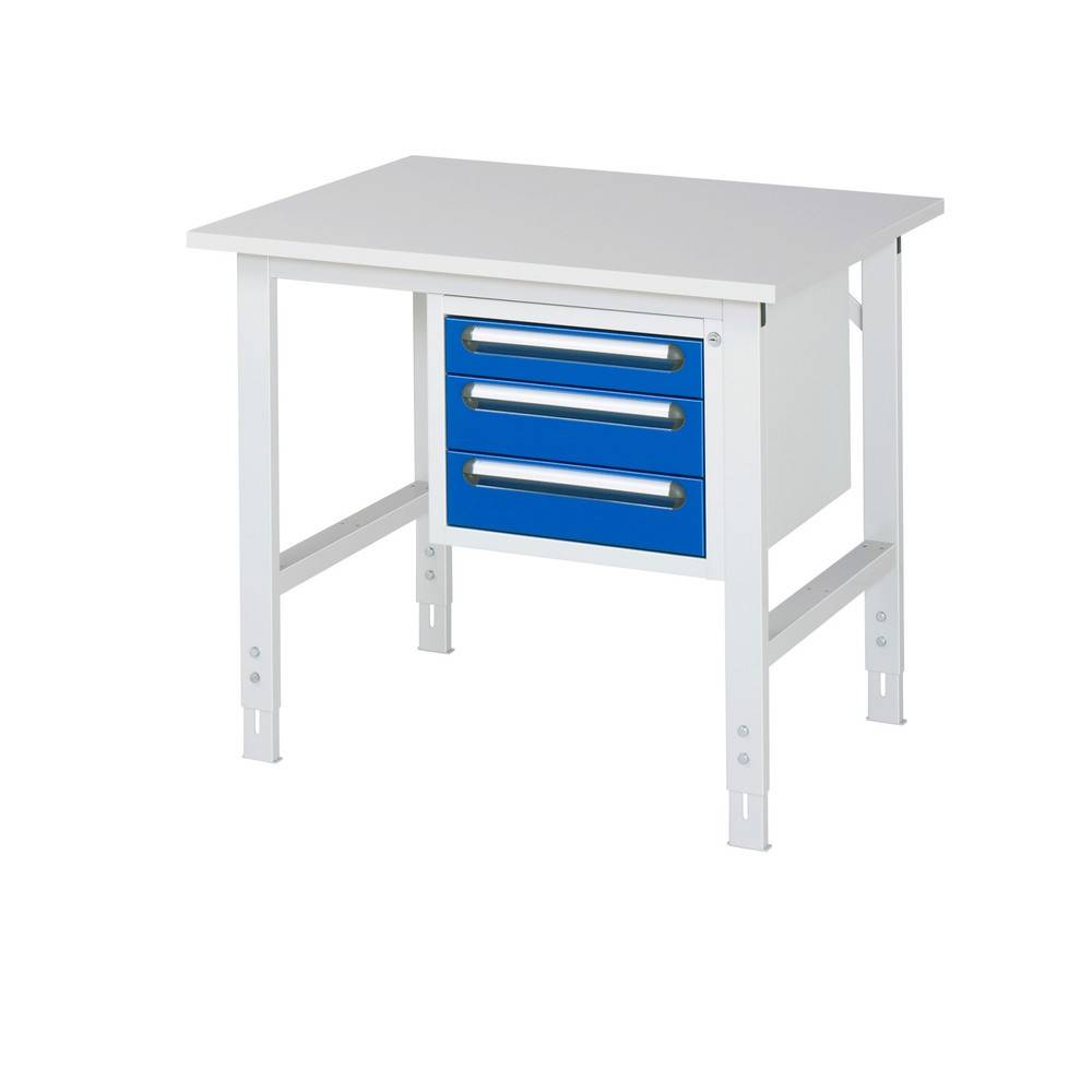 Arbeitstisch mit Schubladenschrank Unterbau-Container mit 3 Schubladen 1 x 90 2 x 120 mm BxT 1000 x 800 mm