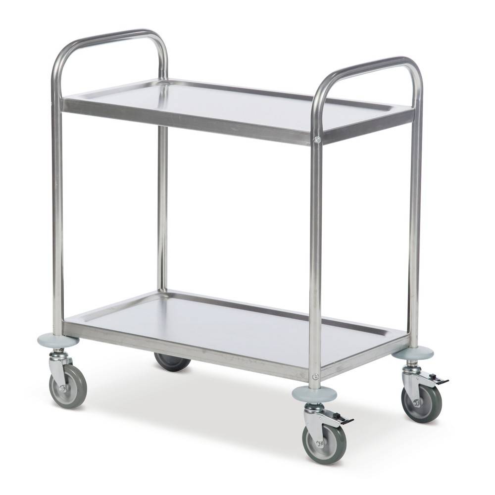 Kongamek Edelstahl-Etagenwagen 100 kg, 2 Etagen, 910 x 590 x 940 mm L/B/H Tischwagen Rollwagen