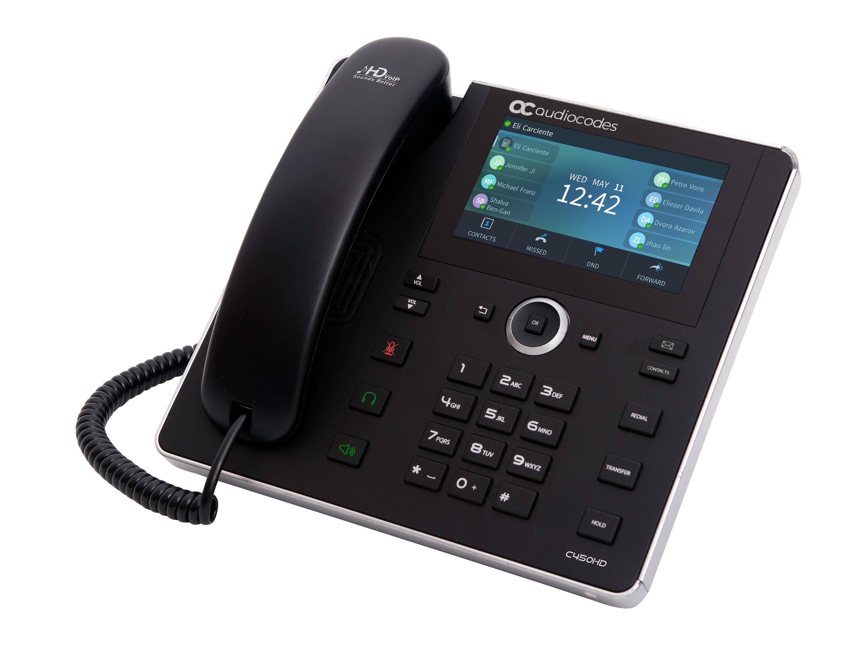 AudioCodes C450HD, IP-Telefon, Schwarz, Kabelgebundenes Mobilteil, SIP-Info, 8 Zeilen, Tasten