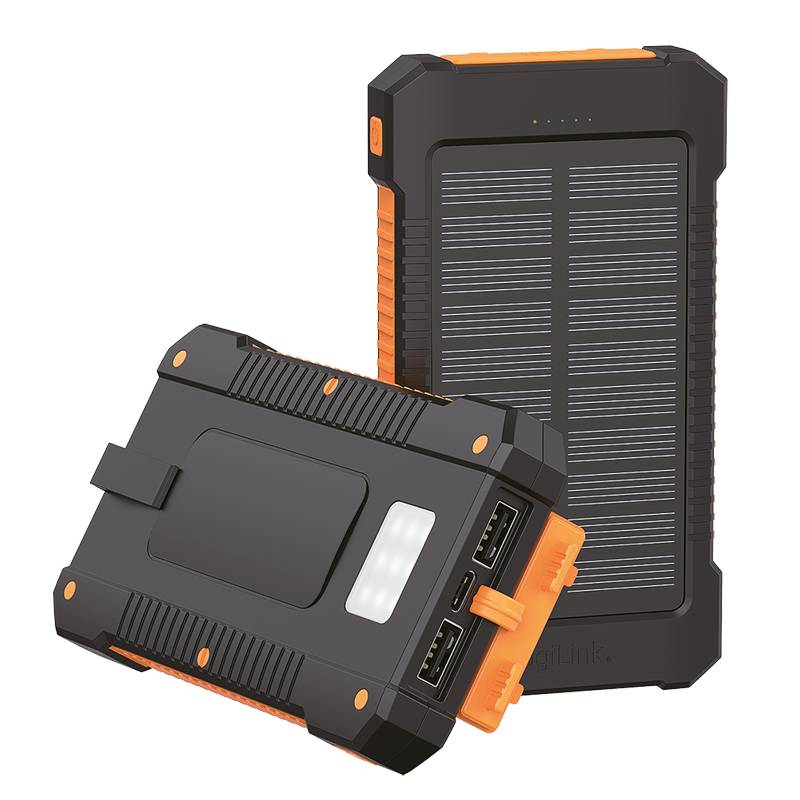 LogiLink PA0321 - Powerbank 2x USB-A 1x USB-C Solar - Batterie - Micro (AAA)