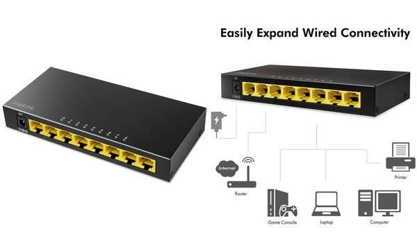 LogiLink Switch 8 Port GB Ethernet 8x10/100/1000 RJ45 Desktop schwarz - Switch - 8-Port