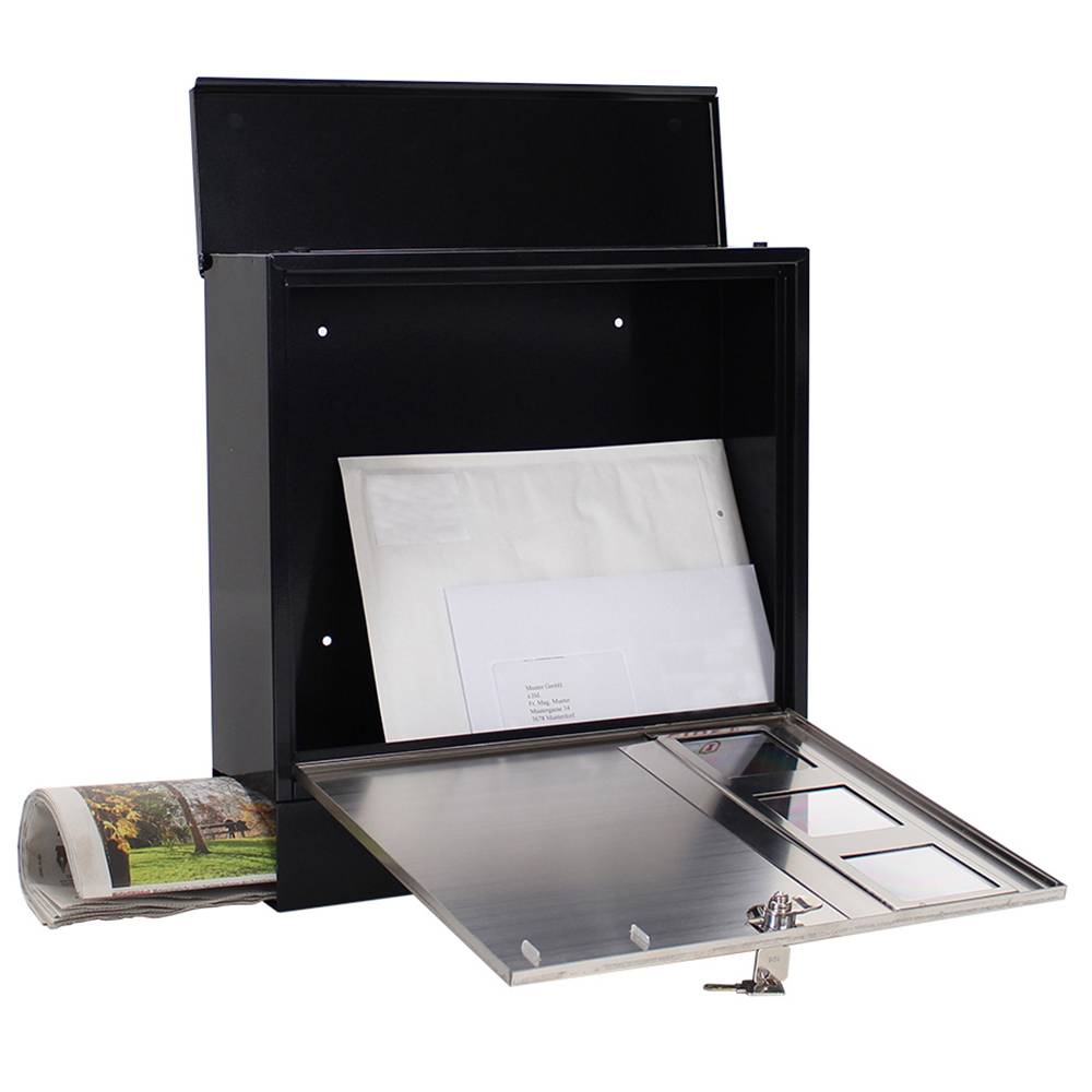 Briefkasten Design H.380mm B.370mm T.120mm schwarz STA DIN C4 ROTTNER