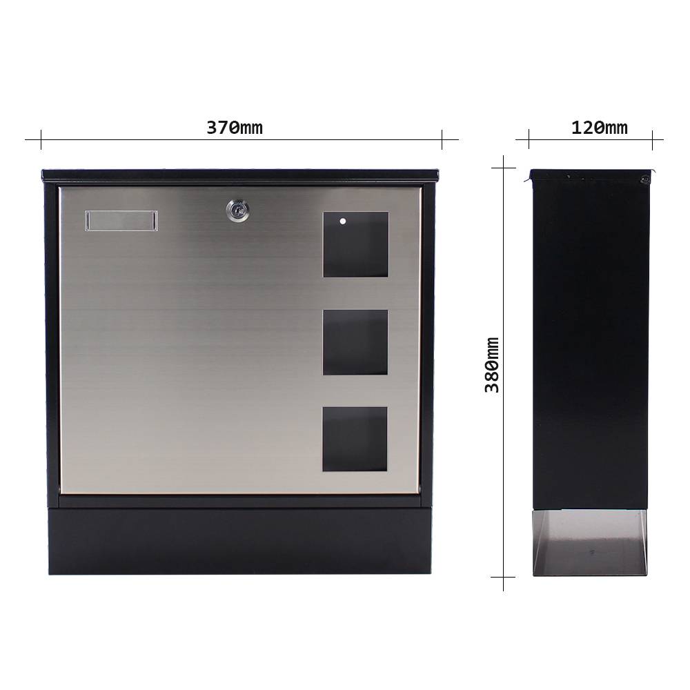 Briefkasten Design H.380mm B.370mm T.120mm schwarz STA DIN C4 ROTTNER