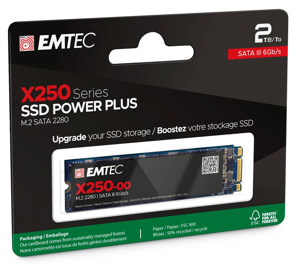 EMTEC X250 - 2 TB - M.2 - 520 MB/s - 6 Gbit/s