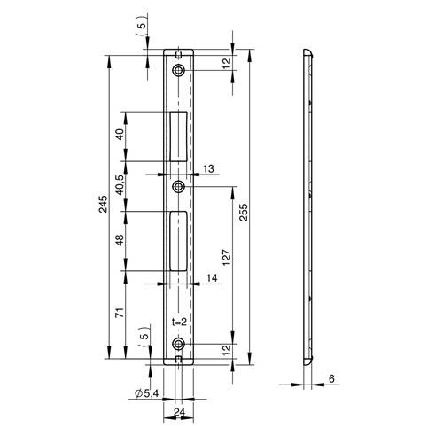 WILKA U-Schließblech Nirosta P643 24x6x245 mm, für Fluchttüren