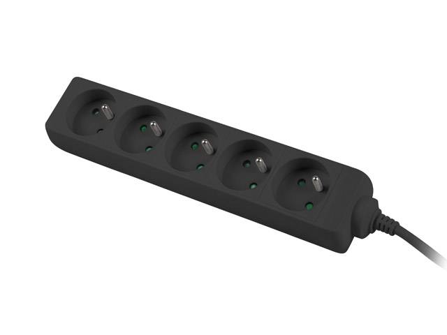 Lanberg PS0-05E-0150-BK, 1,5 m, 5 AC-Ausgänge, Indoor, Typ E, Schwarz, 10 A
