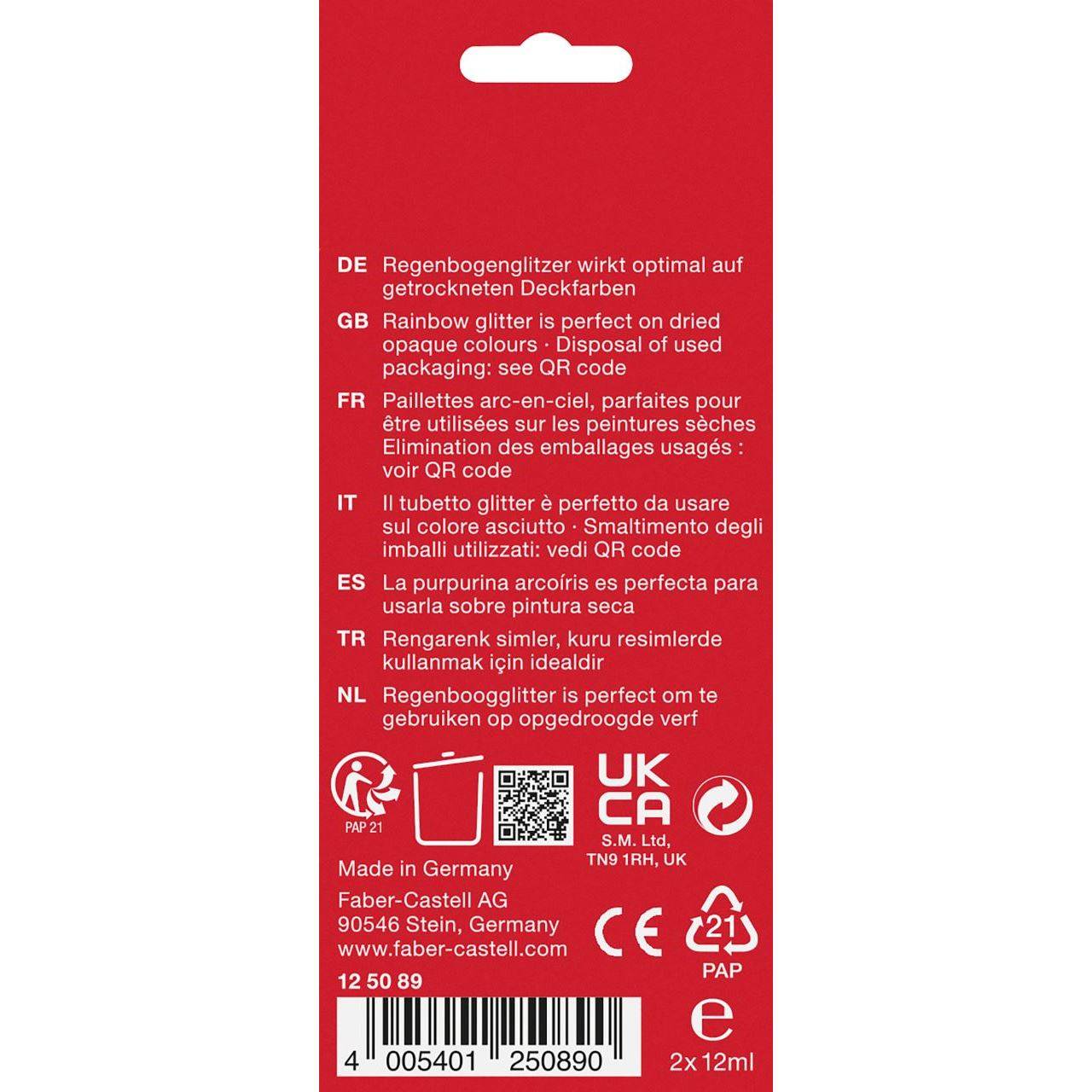 FABER-CASTELL 125089, Multi, Glitzerposterfarbe, 12 ml, 2 Stück(e)