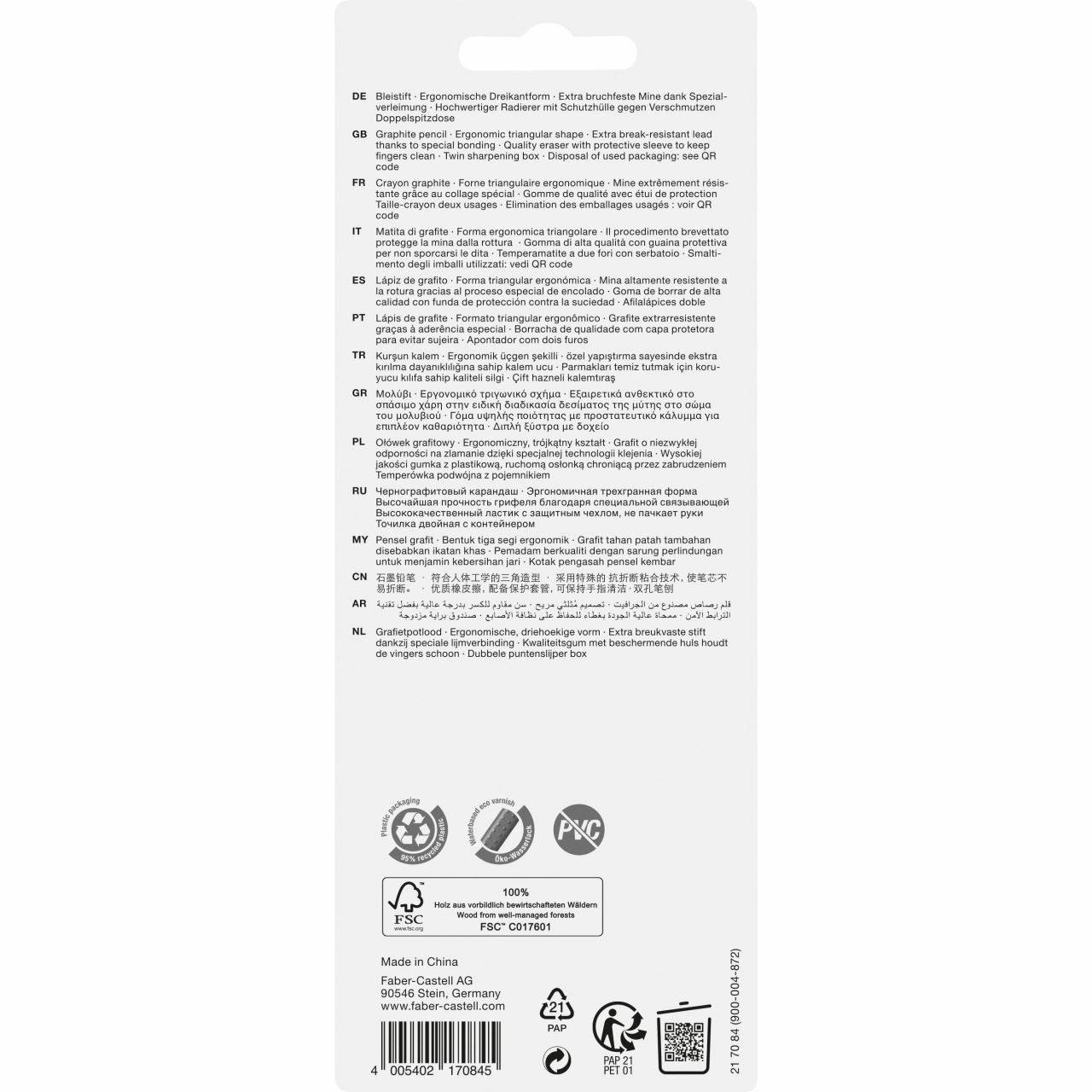 FABER-CASTELL 217084, B, Rose, Dreieckig, Sichtverpackung, 3 Stück(e), Deutschland