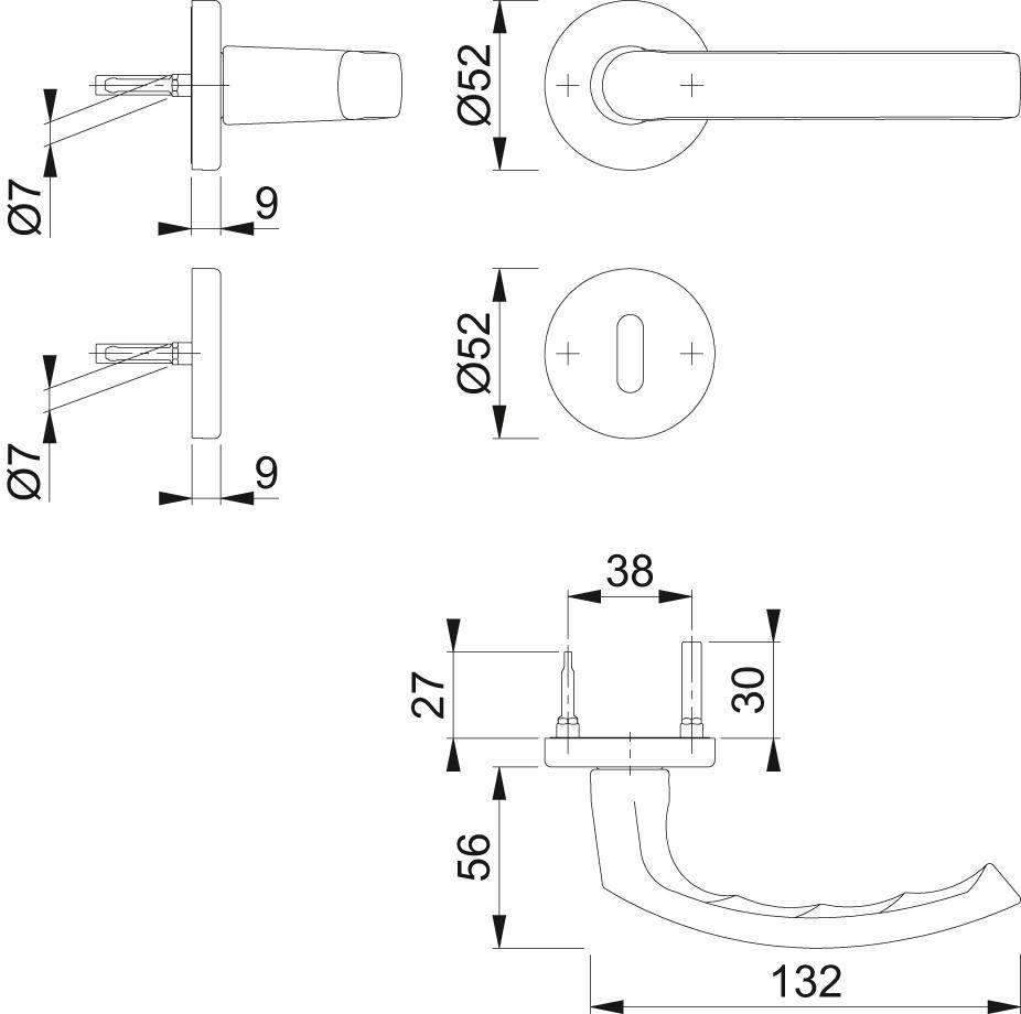 Hoppe Türbeschlag Luxembourg, 199/42KB/42KBS, F1,OB,37-47