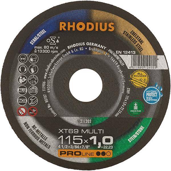 Rhodius Trennscheiben XT69 MULTI 211202 115x1,0x22,23 Extradünn Multi-Anwendung